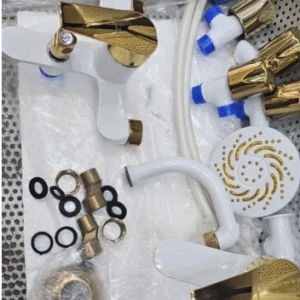 Luxury Golden & White Bathroom Shower Set